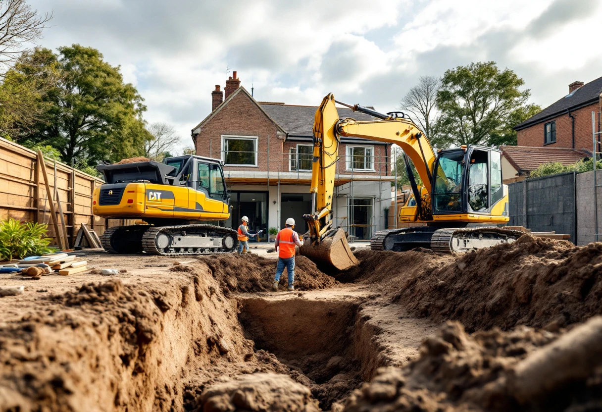Excavator on a UK construction site